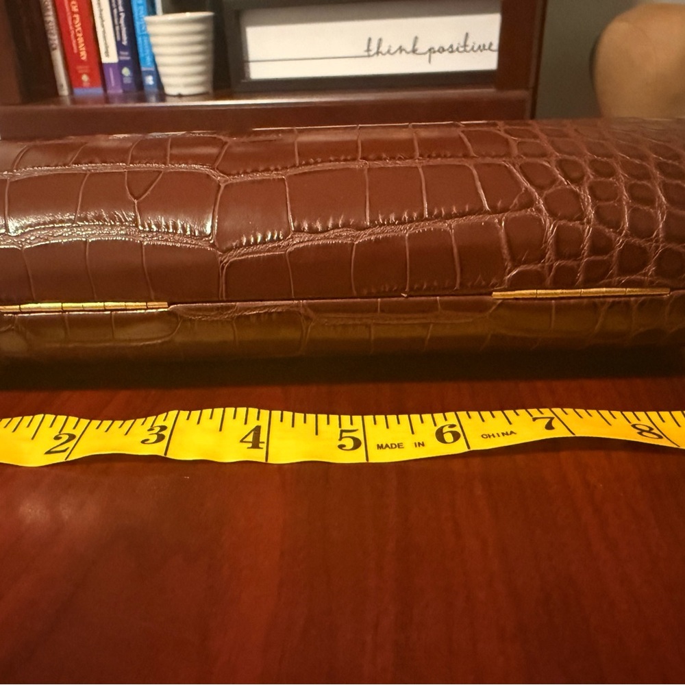 Brown Crocodile Embossed Clutch NWOT - Picture 4 of 7